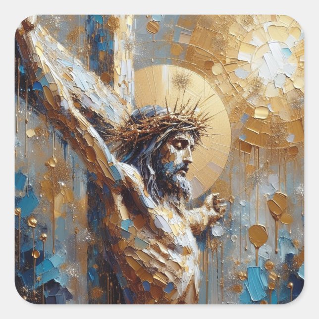 Es ist fertig - Sammlung der Kunst der Jesus-Serie Quadratischer Aufkleber (Vorderseite)