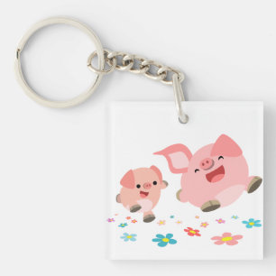 Es ist Frühling!! 2 Niedlicher Cartoon Schweine Ak Schlüsselanhänger
