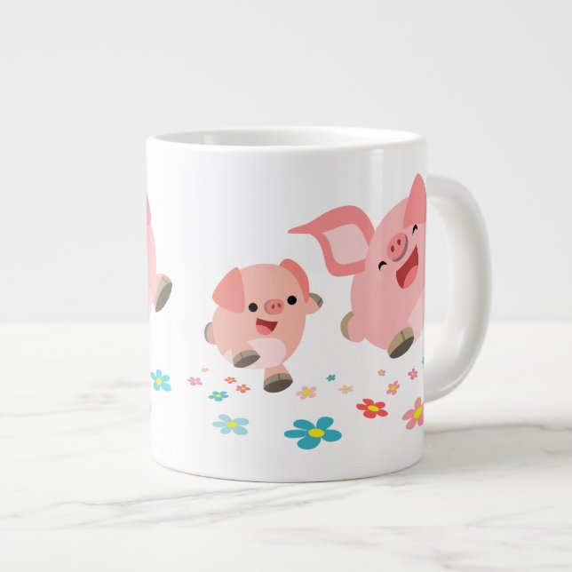 Es ist Frühling! - Zwei Niedliche Cartoon Jumbo Ta Jumbo-Tasse (Vorderseite Rechts)