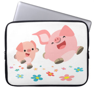 Es ist Frühling! - Zwei Niedliche Cartoon Schweine Laptopschutzhülle