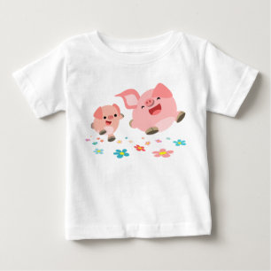 Es ist Frühling! Zwei Niedliche Cartoon Schweine S Baby T-shirt