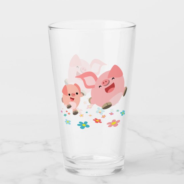 Es ist Frühling! -Zwei Schweine mit Niedlichem Car Glas (Vorderseite)