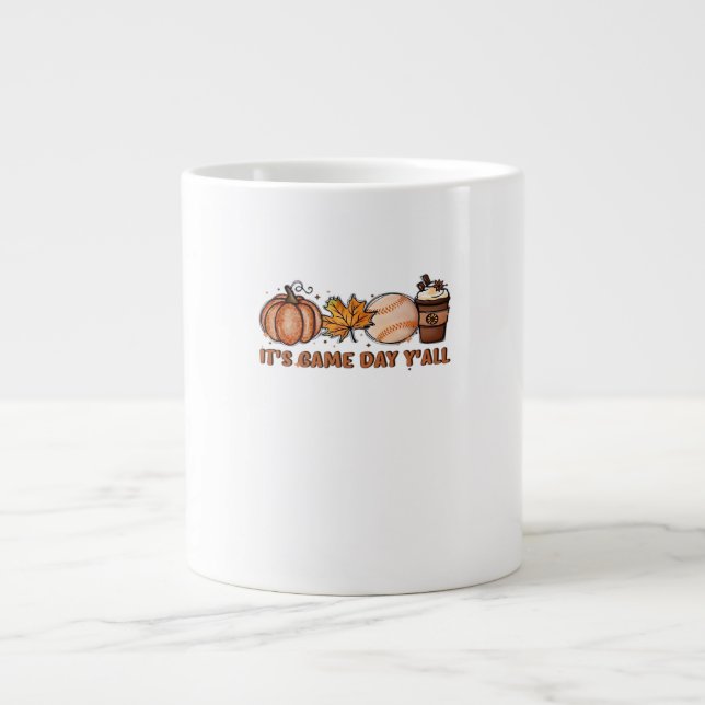 Es ist Game Day Y’all, Fall Baseball Jumbo-Tasse (Vorderseite)