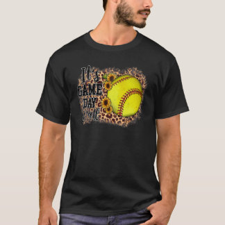 Es ist Game Day Yall Leopard Sonnenblumen Softball T-Shirt