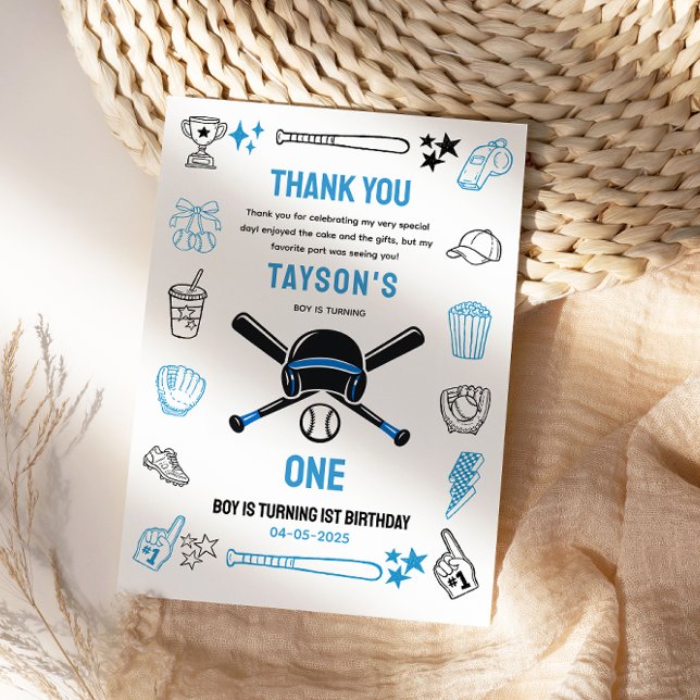 Es ist Game Time Baseball 1. Geburtstag Dankeskarte (It’s Game Time Baseball 1st Birthday Thank You Card
)