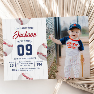 Es ist Game Time Baseball Geburtstagsparty Foto Einladung