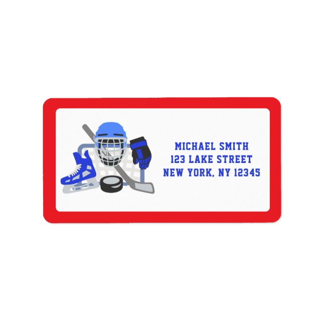 ES IST GAME TIME HOCKEY GEBURTSTAG ADRESSAUFKLEBER (Vorne)