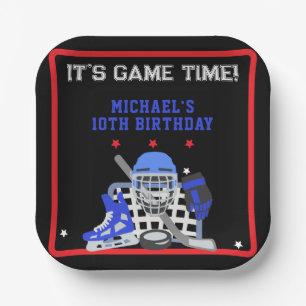 ES IST GAME TIME HOCKEY GEBURTSTAG PAPPTELLER