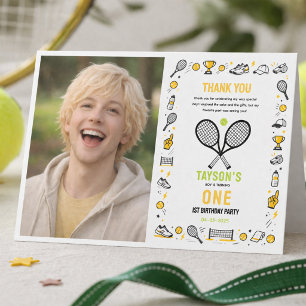 Es ist Game Time Tennis 1. Geburtstag – Lustige Ki Dankeskarte