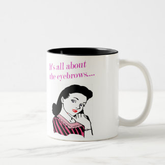 Es ist ganz über die Augenbrauen-Tassen, des Zweifarbige Tasse
