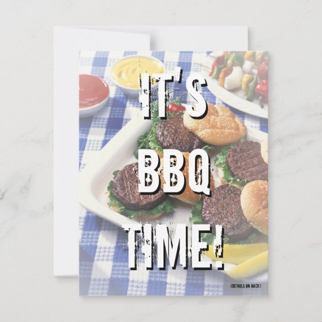 Es ist GRILLEN Zeit, Sommer Barbecue Einladung (Vorderseite)