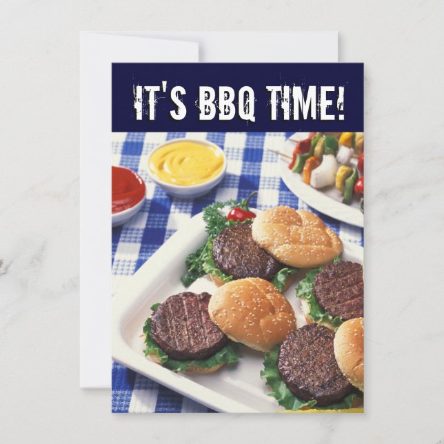 Es ist GRILLEN Zeit, Sommer Grillkoch Einladung (Vorderseite)