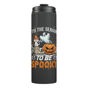 Es ist gruselige Halloween-Kürbis-Geister-Zeit Thermosbecher