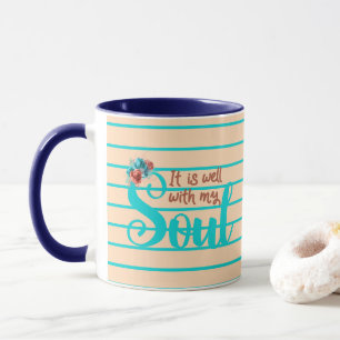 Es ist gut mit meinem Soul türkis und pfirsichfar Tasse