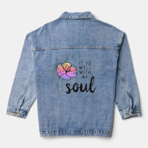 Es ist gut mit meiner Seele Rosa Floral Glaube Zit Jeansjacke