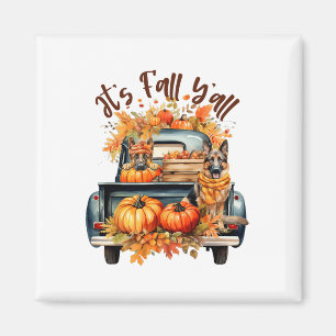 Es ist Herbst, ihr Deutschen Schäferhund-Kürbisse  Magnet