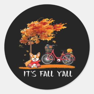 Es ist Herbst, Leute Cardigan Hund Herbst lustige  Runder Aufkleber