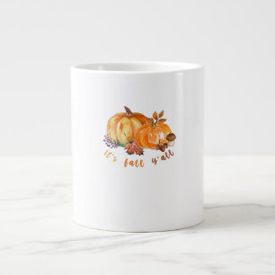 Es ist Herbst, Leute! Herbstlaub, Kürbis und Pilz Jumbo-Tasse