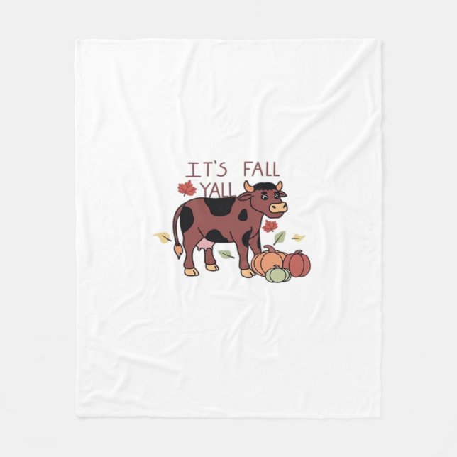 Es ist Herbst Y’all Cow Retro Style Fleecedecke (Vorderseite)