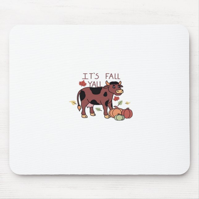 Es ist Herbst Y’all Cow Retro Style Mousepad (Vorne)