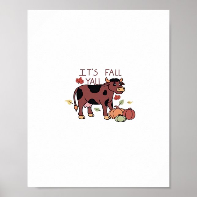 Es ist Herbst Y’all Cow Retro Style Poster (Vorne)