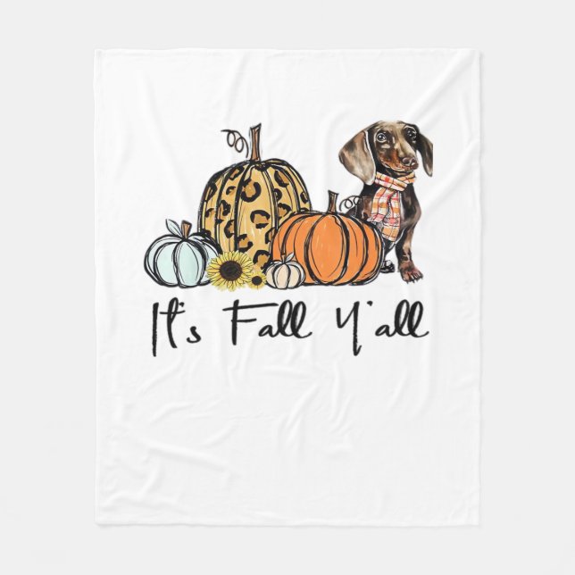 Es ist Herbst Y’all Dackel Lässig Fleecedecke (Vorderseite)