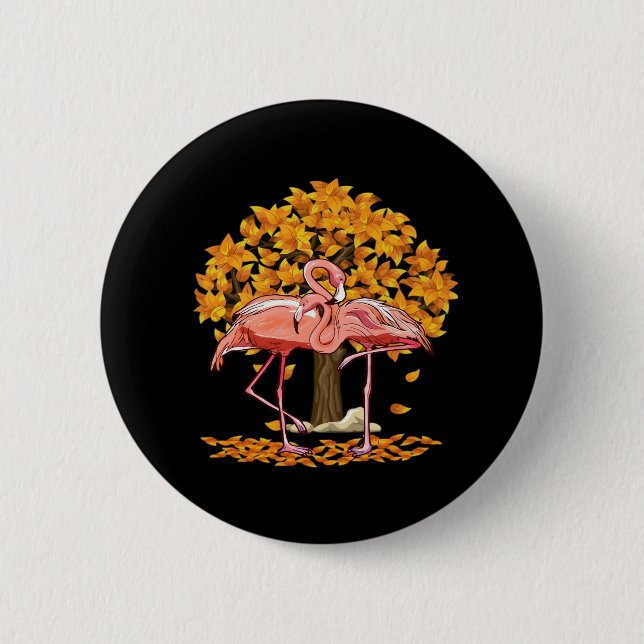 Es ist Herbst Y’all Flamingo Erntedank Halloween Button (Vorderseite)