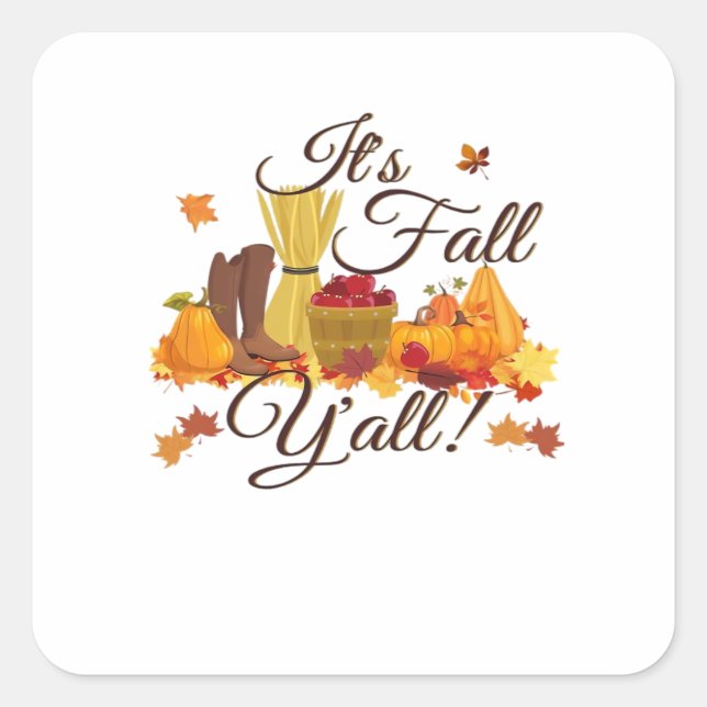 Es ist Herbst Y’all Funny & Cool Retro Quadratischer Aufkleber (Vorderseite)
