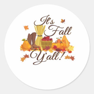 Es ist Herbst Y’all Funny & Cool Retro Runder Aufkleber