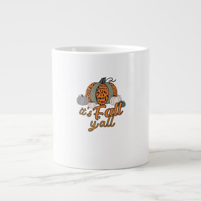 Es ist Herbst Y’all, Funny Pumpkins Leopard Muster Jumbo-Tasse (Vorderseite)