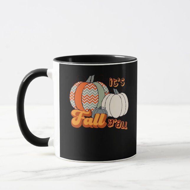 Es ist Herbst Y’all, Funny Pumpkins Zickzack Muste Tasse (Links)