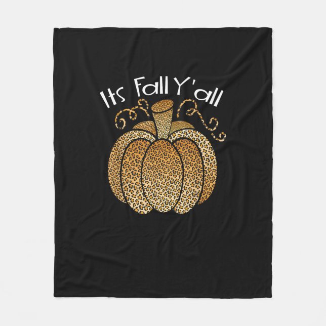 Es ist Herbst Y’all Leopard Print Pumpkin Rustikal Fleecedecke (Vorderseite)