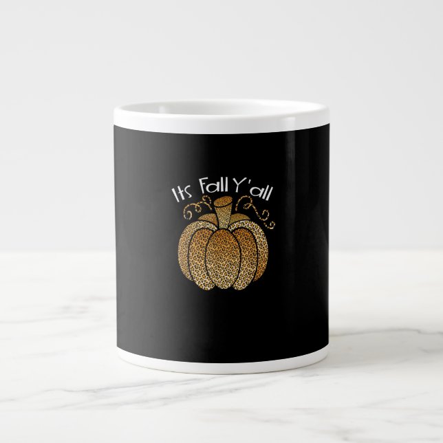 Es ist Herbst Y’all Leopard Print Pumpkin Rustikal Jumbo-Tasse (Vorderseite)