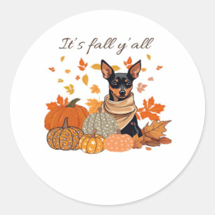 Es ist Herbst Y’all - Miniaturpinscher mit Pumpkin Runder Aufkleber