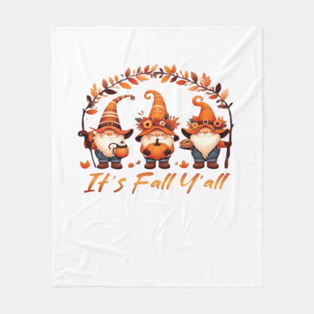 Es ist Herbst Y’all Pumpkin Gnome Autumn Tree Funn Fleecedecke (Vorderseite)