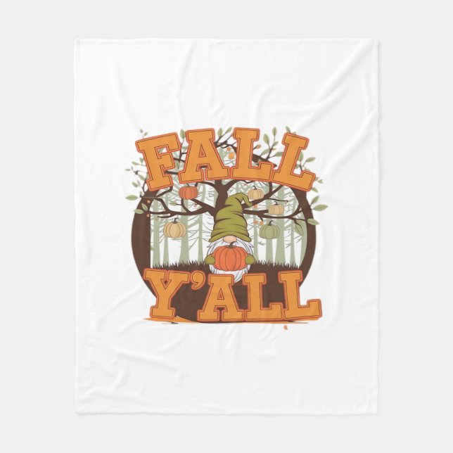 Es ist Herbst Y’all Pumpkin Gnome Herbst Lässig Fleecedecke (Vorderseite)