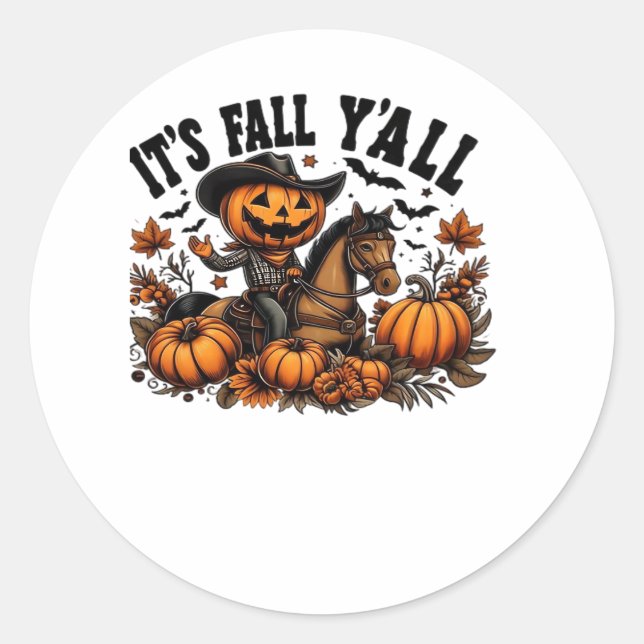 Es ist Herbst Y’all Retro Halloween Runder Aufkleber (Vorderseite)