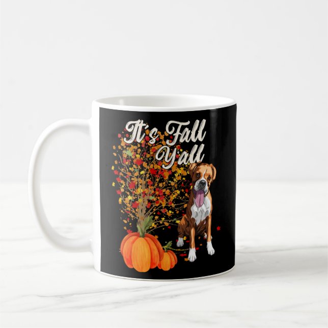 Es ist Herbst Y alles Niedliche Boxer Dog Herbst Kaffeetasse (Links)