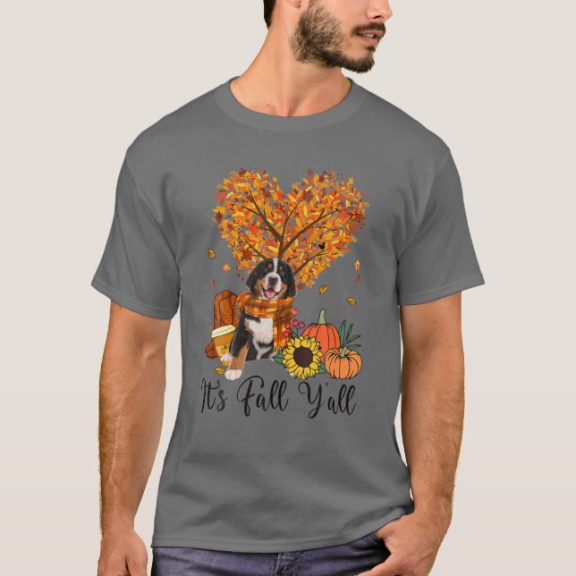 Es ist Herbst Y'all Bernese Mountain Hund Erntedan T-Shirt (Vorderseite)