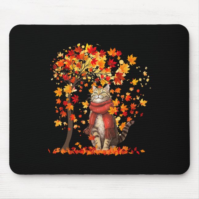Es ist Herbst Y'all Cat Leaf Fall Baum Hallo Herbs Mousepad (Vorne)