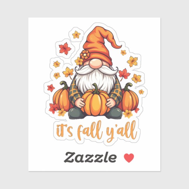 Es ist Herbst Y'all Gnomes Pumpkin Autumn Erntedan Aufkleber (Blatt)