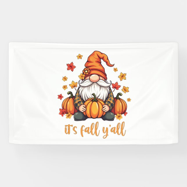 Es ist Herbst Y'all Gnomes Pumpkin Autumn Erntedan Banner (Horizontal)