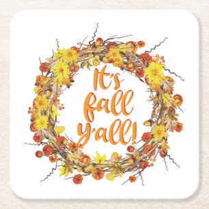 Es ist Herbst Y'all Orange Herbst Leaves Rechteckiger Pappuntersetzer