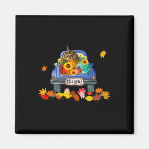Es ist Herbst Y'all Pumpkin Truck Leopard Print He Magnet