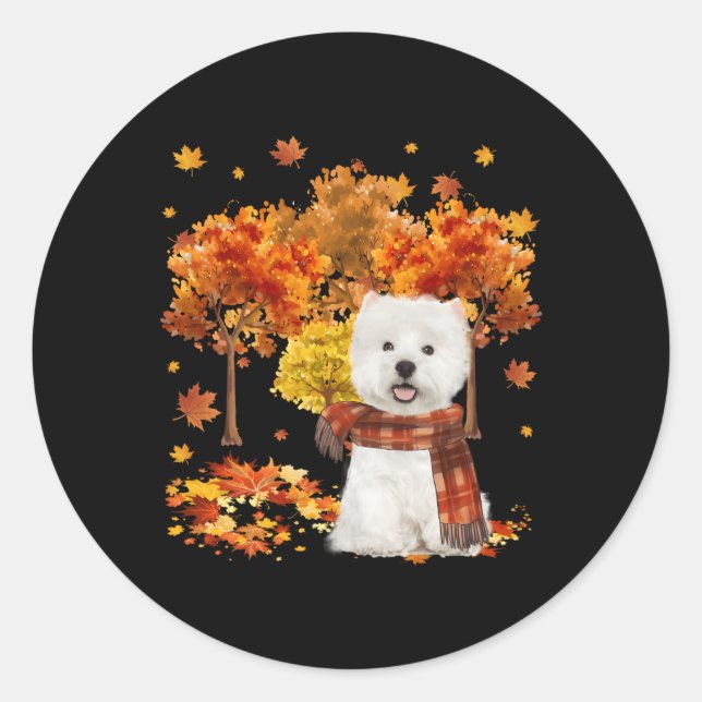 Es ist Herbst Y'All Westie Herbst Bäume Herbstlaub Runder Aufkleber (Vorderseite)