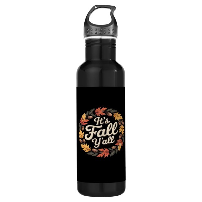 Es ist Herbst Y's Halloween Bats Pumpkin Fall Hall Edelstahlflasche (Vorderseite)