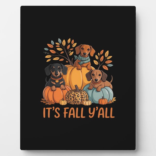 Es ist Herbst Y's Herbst Dackel Pumpkins Fall Fotoplatte (Vorderseite)