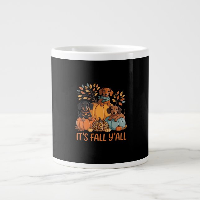 Es ist Herbst Y's Herbst Dackel Pumpkins Fall Jumbo-Tasse (Vorderseite)