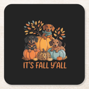 Es ist Herbst Y's Herbst Dackel Pumpkins Fall Rechteckiger Pappuntersetzer