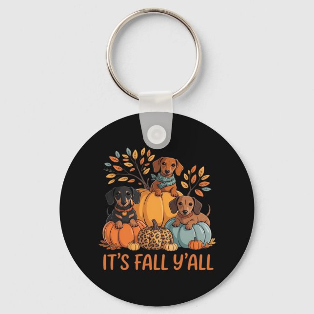 Es ist Herbst Y's Herbst Dackel Pumpkins Fall Schlüsselanhänger (Vorderseite)